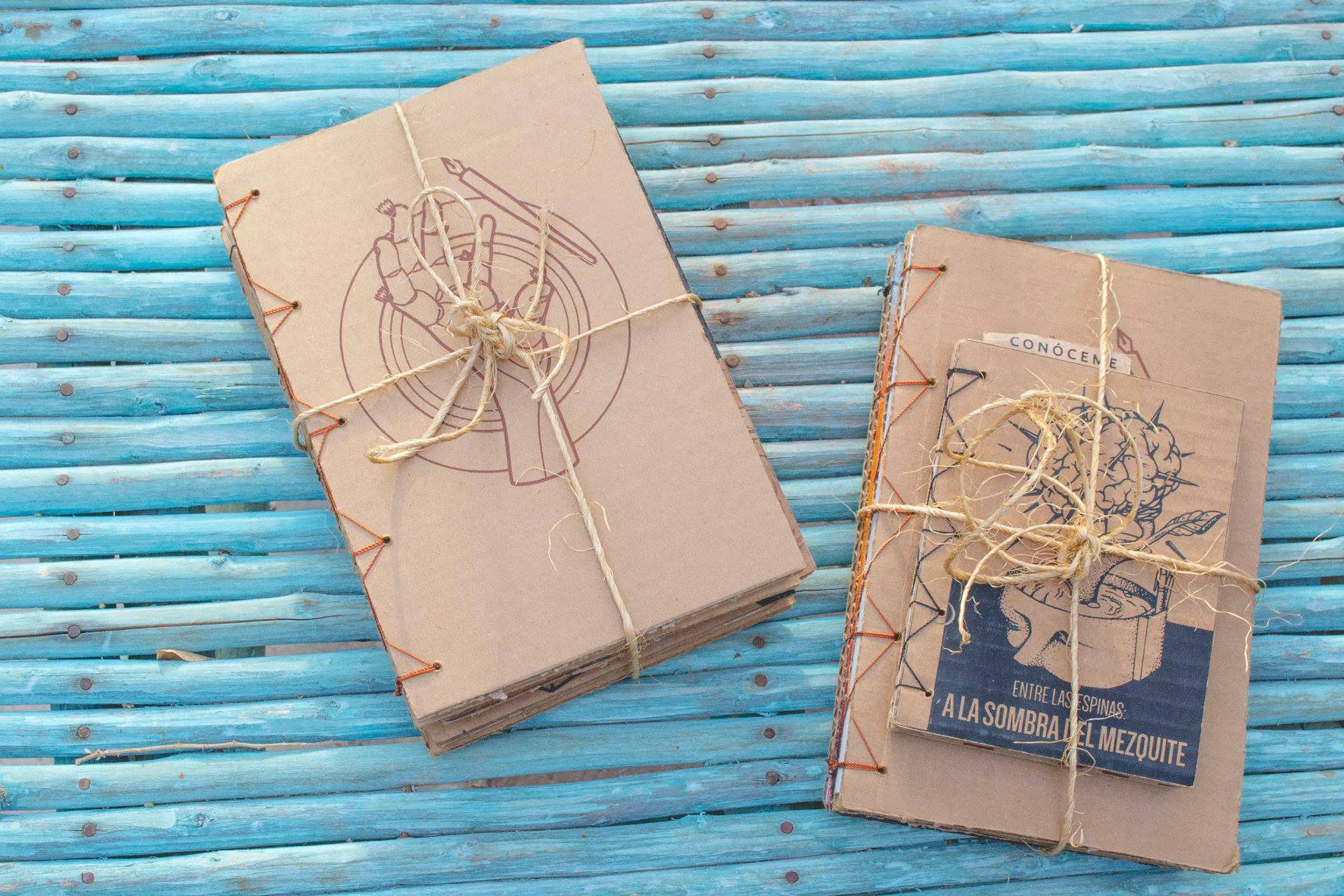 Primeros libros de "La Biznaga Cartonera"_ libros con cubierta de carton reciclado