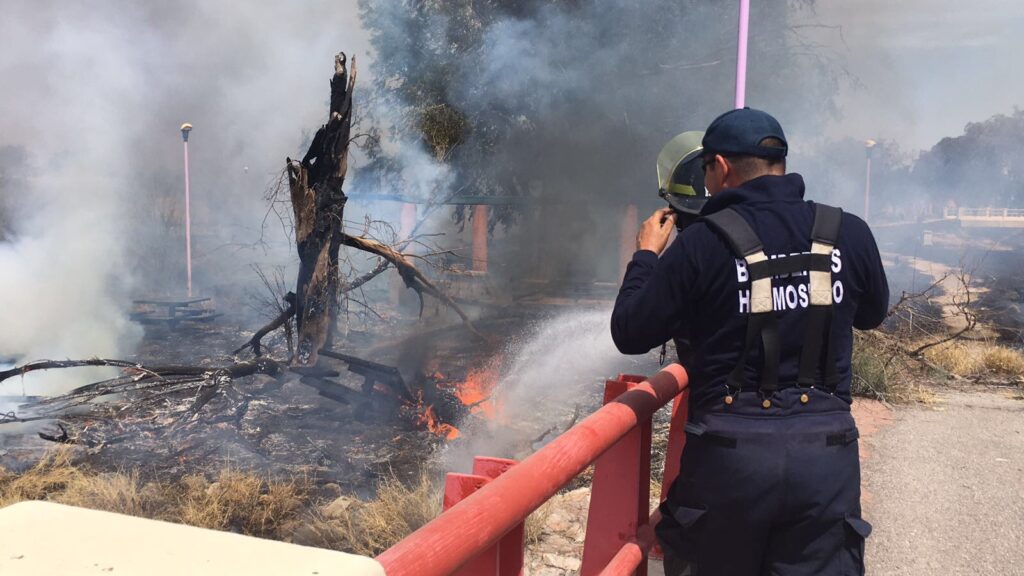 Bombero de Hermosillo tras incendio de La Sauceda