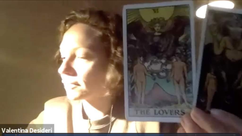 tarjeta The Lovers en la sesión de zoom