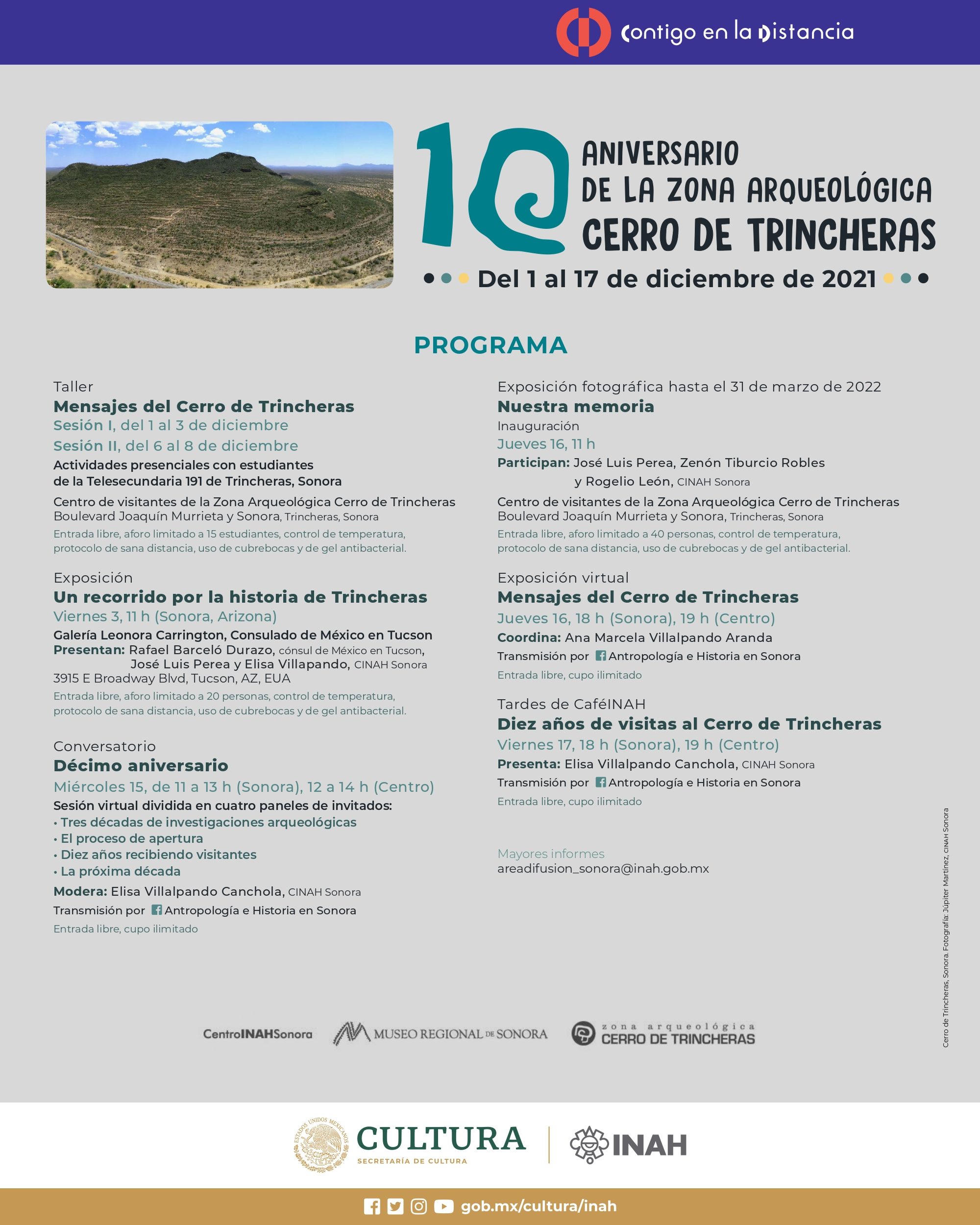 Programa del 10 aniversario de  Zona Arqueológica Cerro de Trincheras.