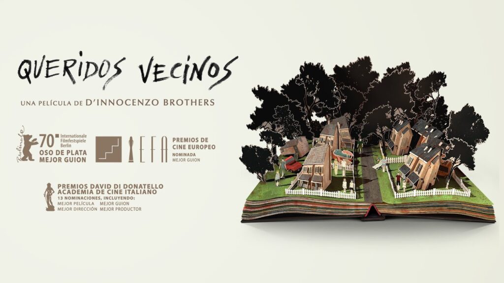 Cartel promocional de la pelicula italiana Queridos Vecinos del director Fabio y Damiano D Innocenz