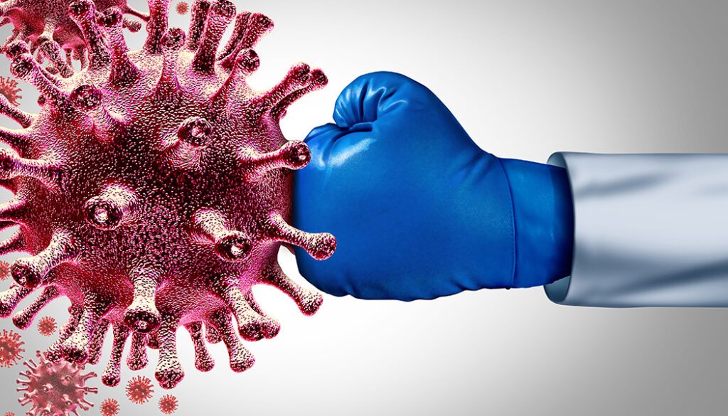 Persona con guante de box golpeando al virus Sars-CoV2, causante del Covid-19
inmunidad innata