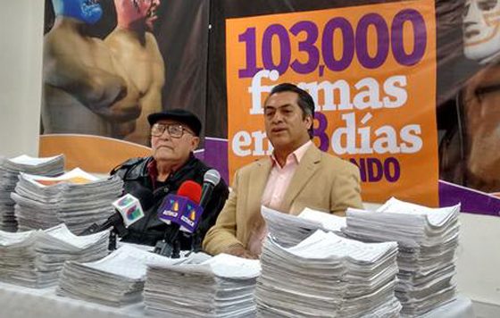 Jaime Rodriguez Calderon El Bronco en la recaudacion de firmas para la candidatura independiente