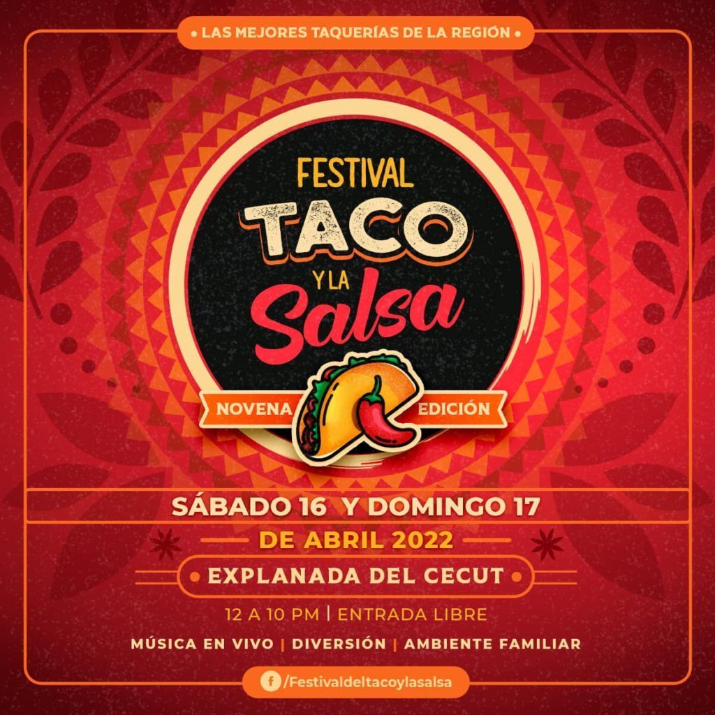 Flyer de la novena edicion del Festival del Taco y la Salsa en Tijuana