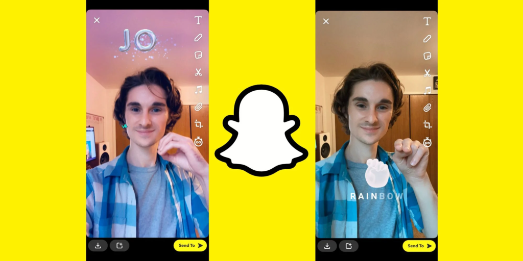Imagen demostrativa de la interfaz de lengua de señas de Snapchat. FOTO: Portal Tres PM.
