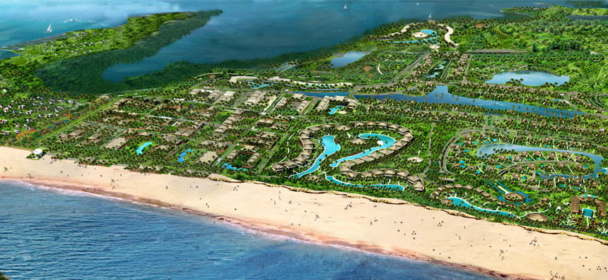 Vista aerea de la Isla de Piedra donde se ubica el proyecto de ciudad sustentable