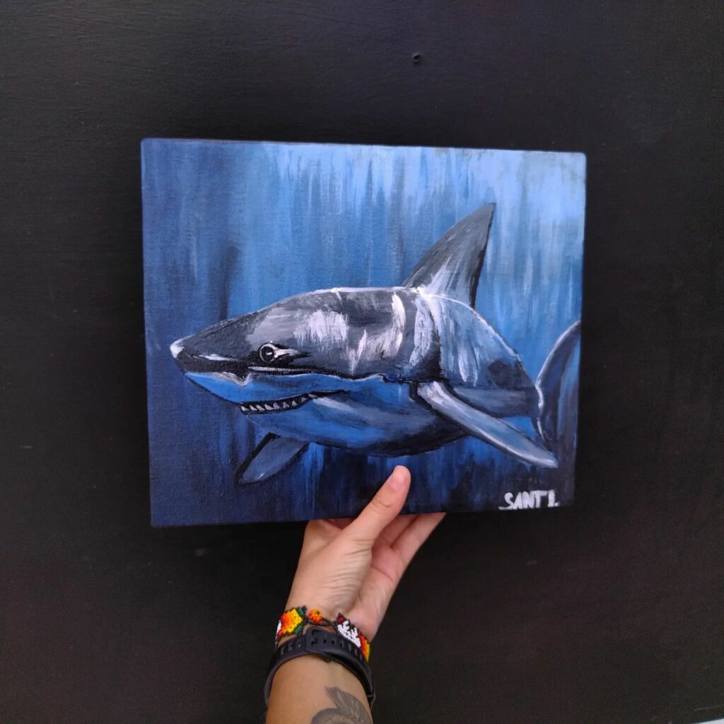 La artista Rofelda González comparte en sus redes sociales los trabajos de sus estudiantes. Esta foto es un tiburón.