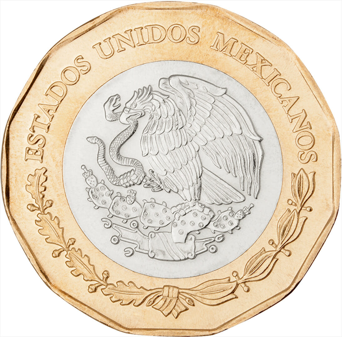Anverso  de moneda conmemorativa por el 100 aniversario de la llegada de los menonitas a México. Crédito: Banxico. 