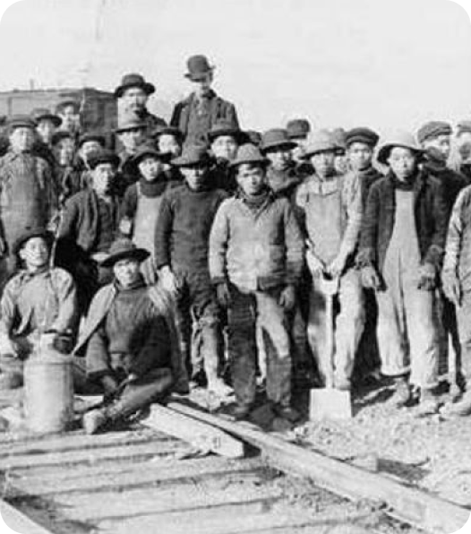 Migrantes chinos que llegaron a México para trabajar en la construcción del ferrocarril