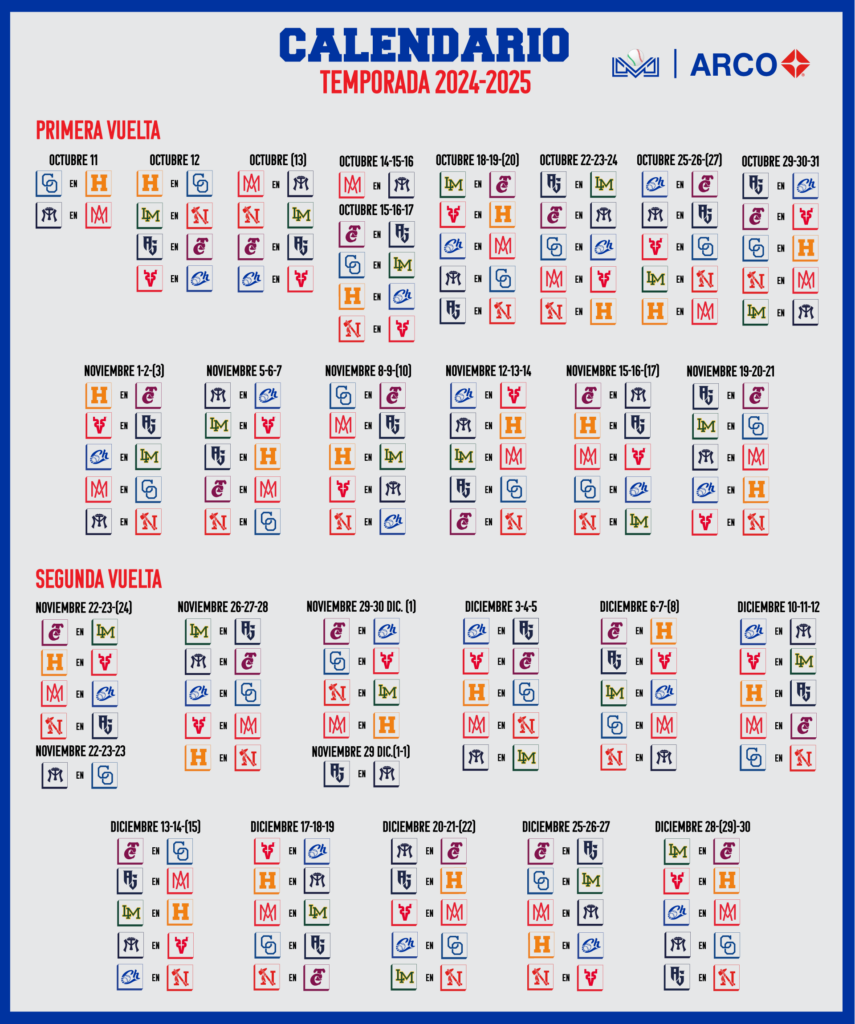 calendario naranjeros temporada 2024 2025 2
